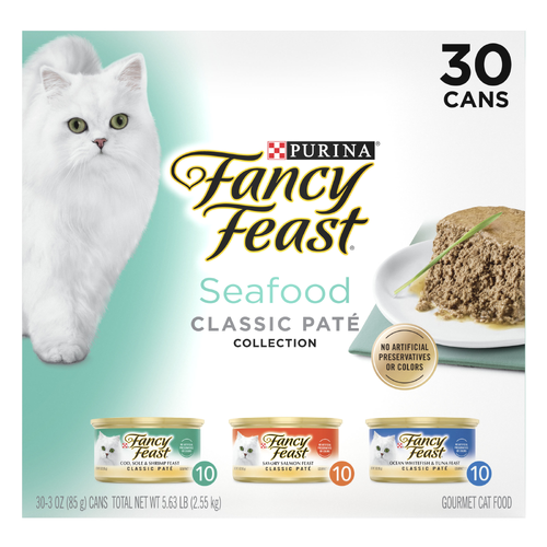 Purina Fancy Feast Seafood Classic Pate Collection Grain Free Wet Cat Food Variety Pack - 5.63 Pound