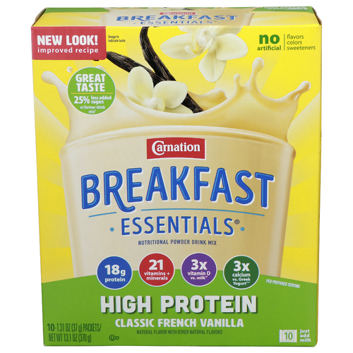 Carnation Breakfast Essentials Classic French Vanilla Nutritional Powder Drink Mix - 1.31 Ounce - 10 Count