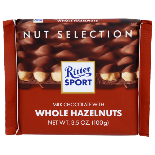 Ritter Sport Milk Whole Hazelnut Chocolate Bar With Hazelnuts - 3.5 Ounce
