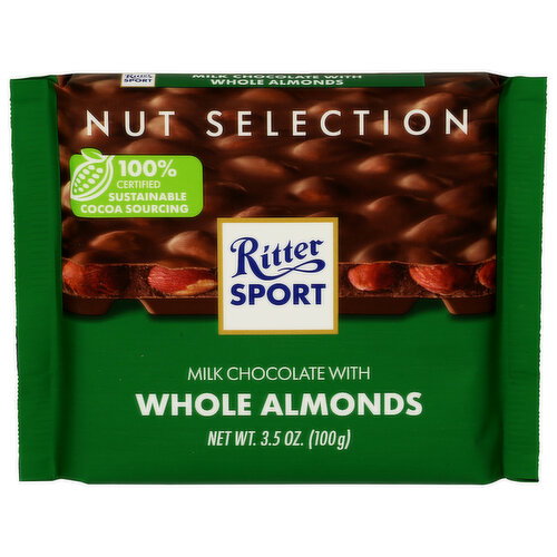Ritter Sport Chocolate Milk With Whole Almonds - 3.5 Ounce