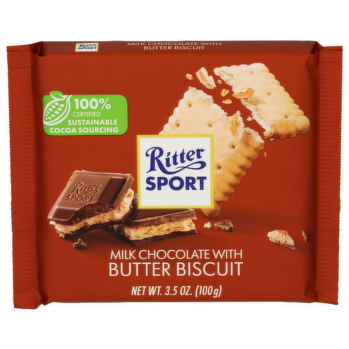 Ritter Sport Chocolate Milk With Butter Biscuit - 3.5 Ounce