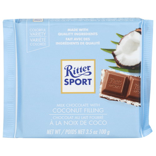 Ritter Sport Milk Chocolate With Coconut Filling - 3.5 Ounce