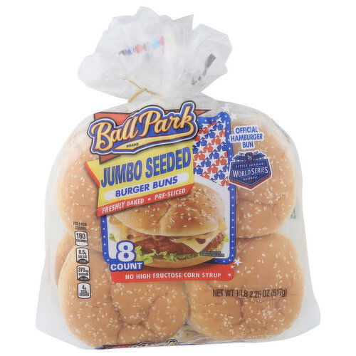 Ballpark Jumbo Seeded Burger Buns - 2.281 Ounce - 8 Count