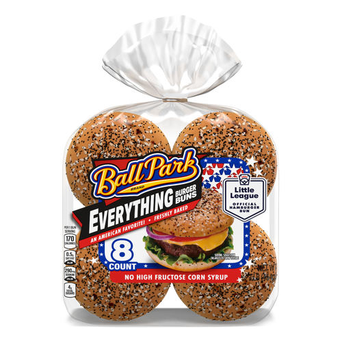 Ball Park Everything Burger Buns, , Each Pre-Sliced Hamburger Bag - 16 Ounce