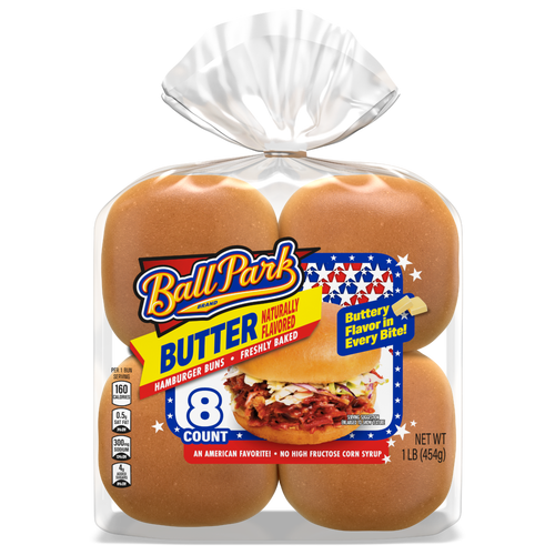 Ball Park Butter Hamburger Buns, , Each Bag - 16 Ounce