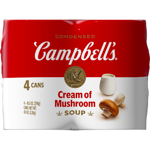 Campbell's Condensed Cream Of Mushroom Soup, Can 4 Pack - 42 Ounce