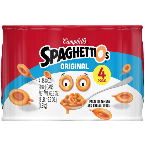 Campbell's Spaghettios Original Canned Pasta, Can Pack Of 4 - 63.2 Ounce