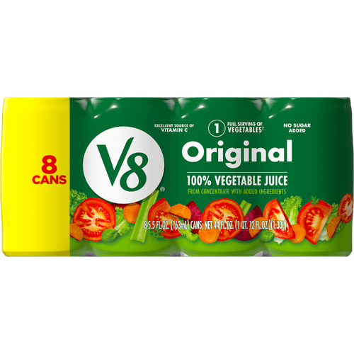 V8 Original 100% Vegetable Juice, Can 8 Pack - 44 Fluid Ounce