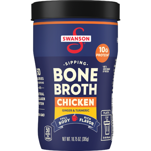Swanson Sipping Chicken Bone Broth With Ginger And Turmeric - 10.75 Ounce Image 1 of 4