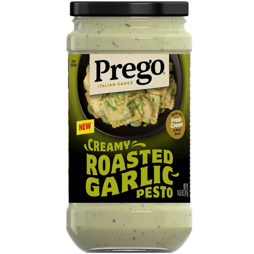 Prego Creamy Roasted Garlic Pesto Pasta Sauce, Jar - 14.5 Ounce