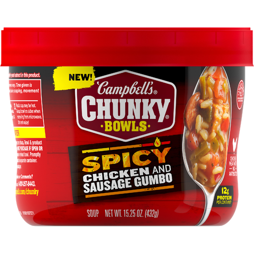 Campbell's Campbell’s Chunky Soup, Spicy Chicken & Sausage Gumbo Microwavable Bowl - 15.25 Ounce