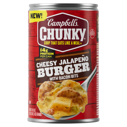 Campbell's Campbell’s Chunky Soup, Cheesy Jalapeño Burger With Bacon Bits, Can - 18.8 Ounce