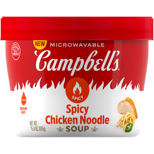 Campbell's Campbell’s Spicy Chicken Noodle Soup, Microwavable Bowl - 15.4 Ounce