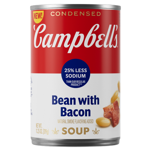 Campbell's Campbell’s Condensed Lower Sodium Bean With Bacon Soup, Natural Smoke Flavoring Added, Can - 11.25 Ounce