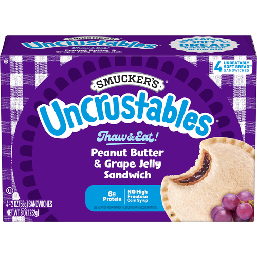 Smucker's Uncrustables Peanut Butter & Grape Jelly Sandwich - 2 Ounce - 4 Count Image 1 of 2