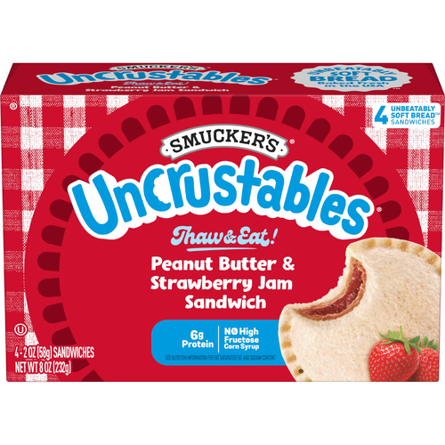 Smucker's Uncrustables Peanut Butter & Strawberry Jam Sandwich - 2 Ounce - 4 Count Image 1 of 2