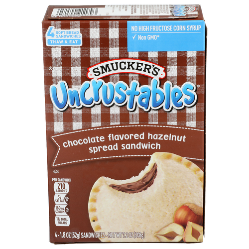 Smucker's Uncrustables Chocolate Flavored Hazelnut Spread Sandwich - 1.8 Ounce - 4 Count