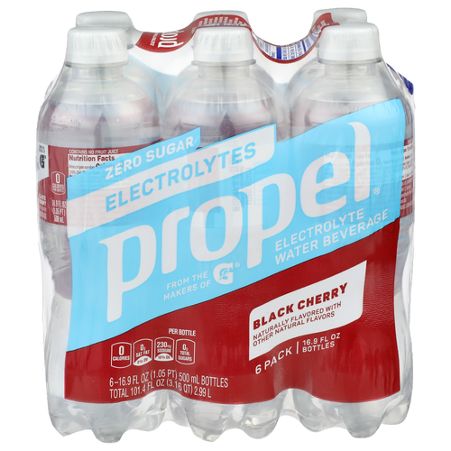 Propel Black Cherry Electrolyte Water Beverage - 16.9 Fluid Ounce - 6 Count