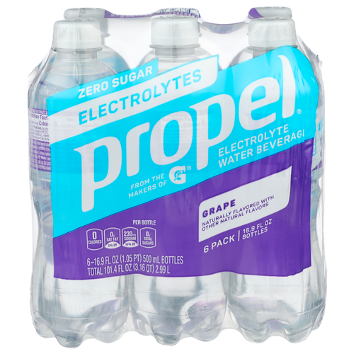 Propel Grape Electrolyte Water Beverage - 16.9 Fluid Ounce - 6 Count