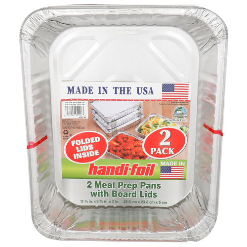 Handi-Foil Meal Prep Pans With Board Lids - 2 Count