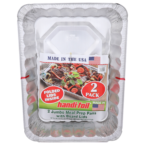 Handi-Foil Jumbo Meal Prep Pans With Board Lids - 2 Count
