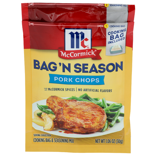 Mccormick Bag'n Season Pork Chops Cooking Bag & Seasoning Mix - 1.06 Ounce