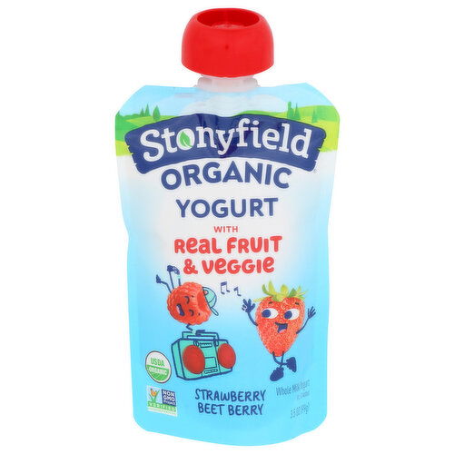 Stonyfield Organic Strawberry Beet Berry Kids Yogurt Pouch Whole Milk - 3.5 Ounce