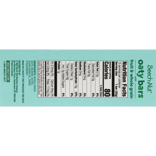 Beech-Nut Oaty Bars With Fruit & Whole Grain Strawberry Toddler Snack Bar, 15 - 11.64 Ounce