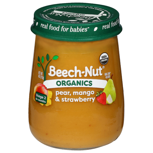 Beech-Nut Organics Baby Food Puree, Pear Mango & Strawberry, Jar - 4 Ounce