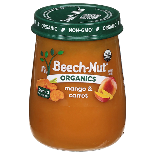 Beech-Nut Organics Baby Food Puree, Mango & Carrot, Jar - 4 Ounce