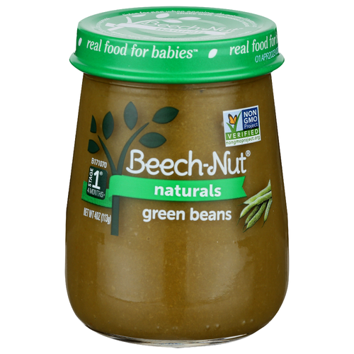 Beech-Nut Green Beans Pureed Naturals Stage 1, Baby Food, Jar - 4 Ounce