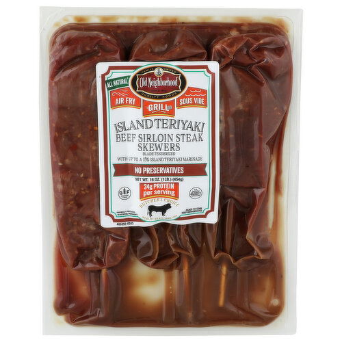 Old Neighborhood Foods Island Teriyaki Sirloin Skewers - 16 Ounce