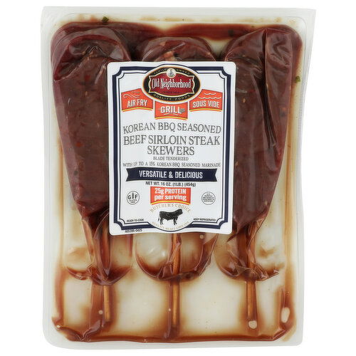 Old Neighborhood Foods Korean BBQ Sirloin Skewers - 16 Ounce