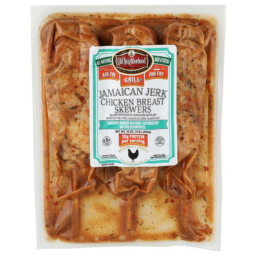 Old Neighborhood Foods Jamaican Jerk Chicken Skewers - 16 Ounce