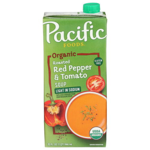 PACIFIC FOODS Tomato Creamy Soup Light In Sodium Roasted Red Pepper & Tomato - 32 Fluid Ounce