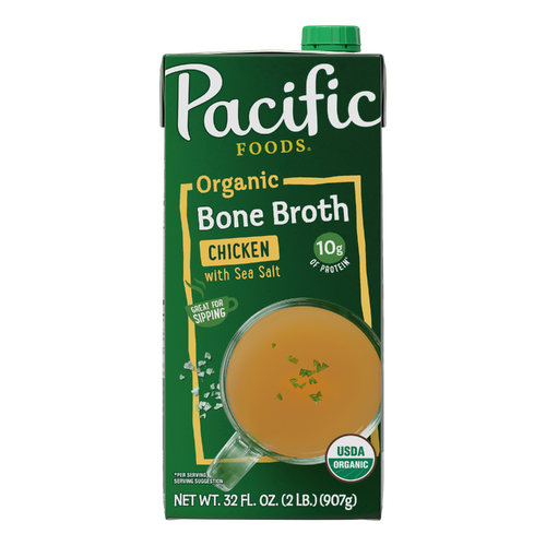 Pacific Foods Salted Chicken Bone Broth Organic With Sea Salt, Carton - 32 Ounce