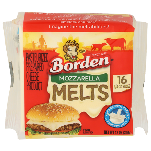 BORDEN Grilled Cheese Melts – Mozzarella - 0.75 Ounce - 16 Count