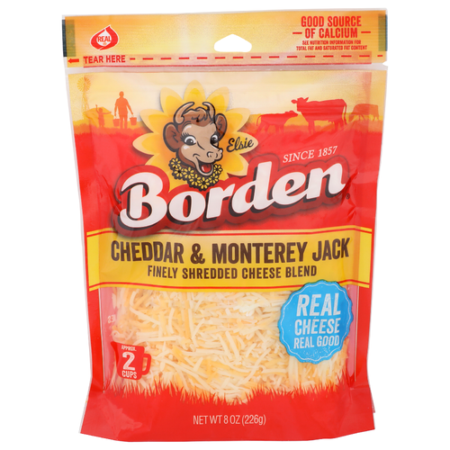 Elsie Borden Cheddar & Monterey Jack Finely Shredded Cheese Blend - 8 Ounce