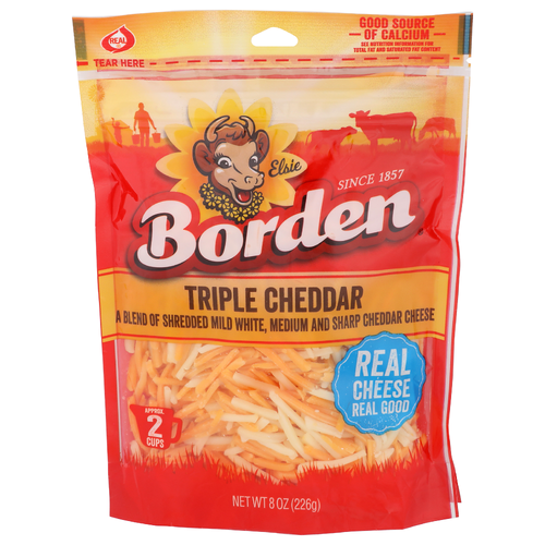 Borden Shredded Cheese Triple Cheddar - 8 Ounce