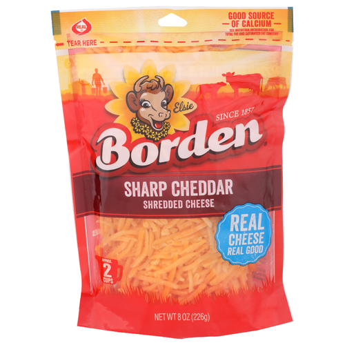 Borden Sharp Cheddar Shredded Cheese - 8 Ounce