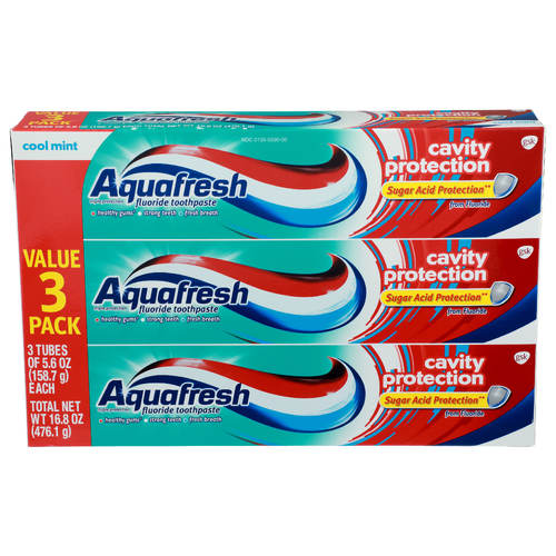 Aquafresh Cool Mint Cavity Protection Fluoride Toothpaste - 5.6 Ounce - 3 Count