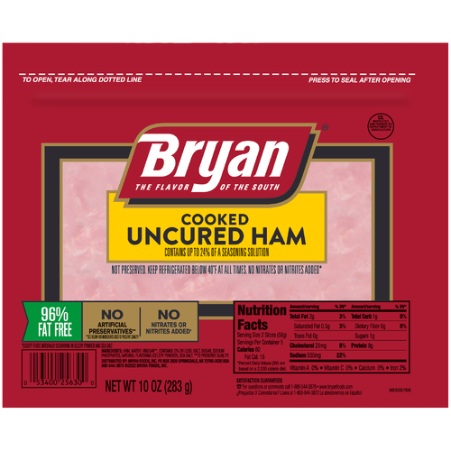 BRYAN ® Cooked Ham Deli Lunch Meat, Water Added - 10 Ounce