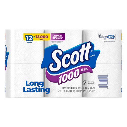 Scott Long Lasting Toilet Paper - 104.8 Square Foot - 12 Count Image 1 of 2