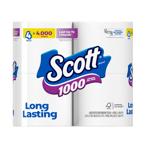 Scott Long Lasting Toilet Paper - 104.8 Square Foot - 4 Count Image 1 of 2