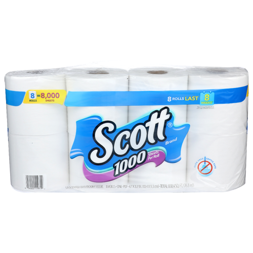 Scott Brand Unscented Bathroom Tissue - 8 Count