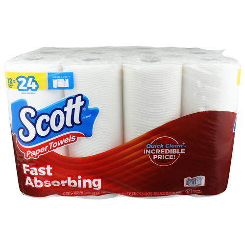 Scott Fast Absorbing Paper Towels - 48.6 Square foot - 12 Count Image 1 of 2