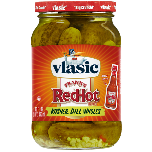 Vlasic Frank's Redhot Original Cayenne Pepper Sauce Flavored Kosher Dill Whole Pickles - 16 Fluid Ounce