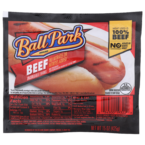Ballpark Beef Uncured Franks - 15 Ounce