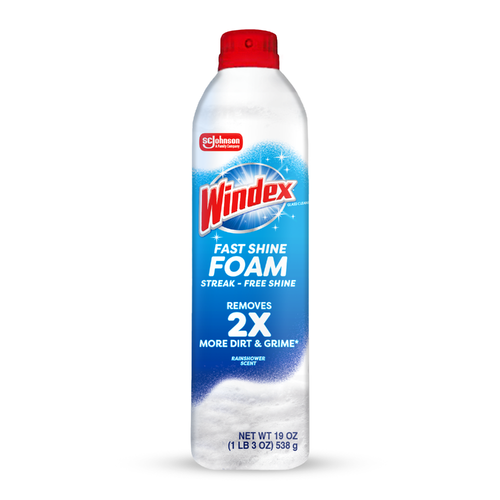Windex Fast Shine Foam Glass Cleaner, No-Drip Aerosol Cleaning Spray - 19 Ounce