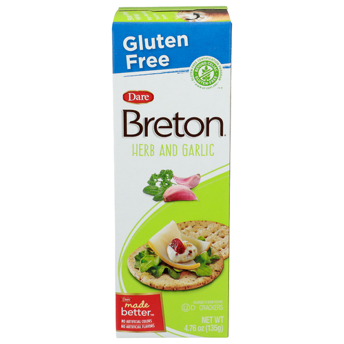 Dare Herb And Garlic Crackers Breton - 4.76 Ounce